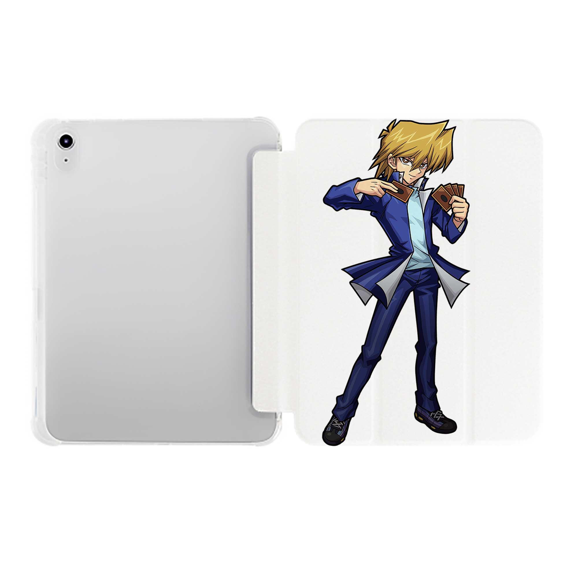 （画像用） 遊☆戯☆王 Yu-Gi-Oh! IPad ケース ペン収納付き 三つ折りスタンド PUレザー×シリコン 対応機種9.5/10.5/10.9インチ